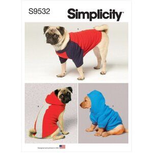 Simplicity Pattern S9532 Pet Clothes Hoodie Shirt Active Wear Cosplay Sizes XS-X